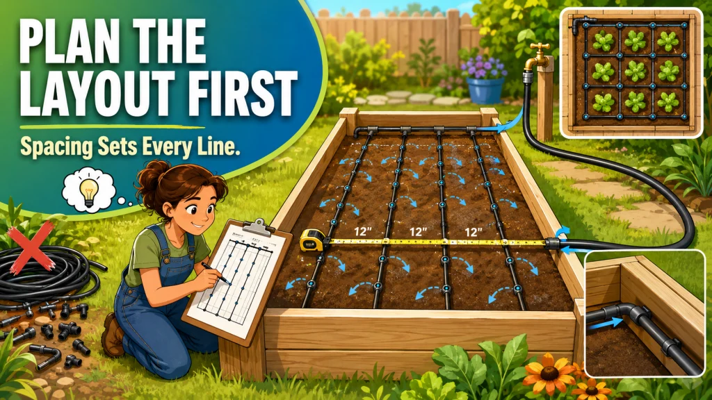 Raised Bed Drip Irrigation Layout
