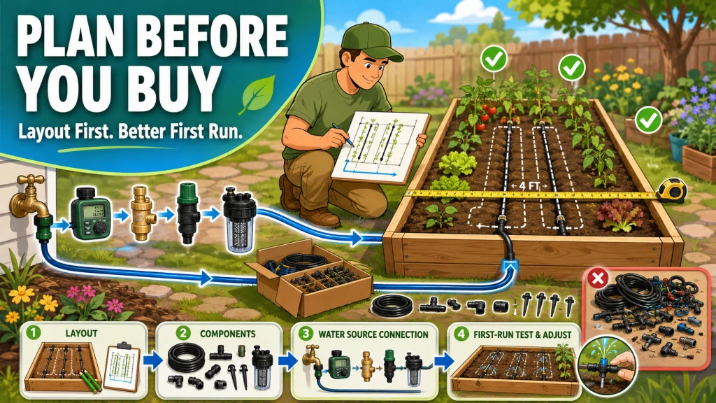 Raised Bed Drip Irrigation Setup