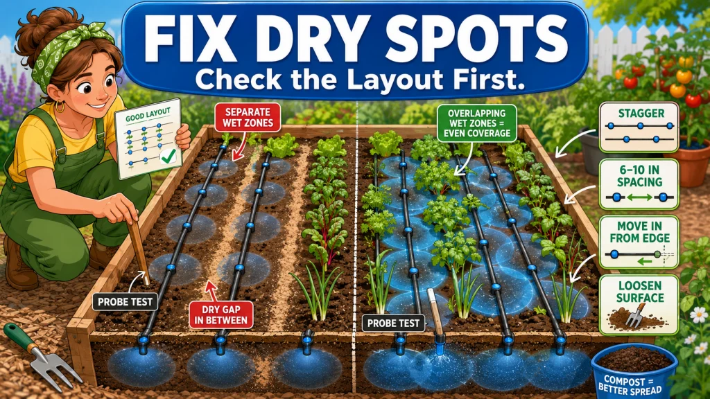 Drip Irrigation Dry Spots Raised Bed