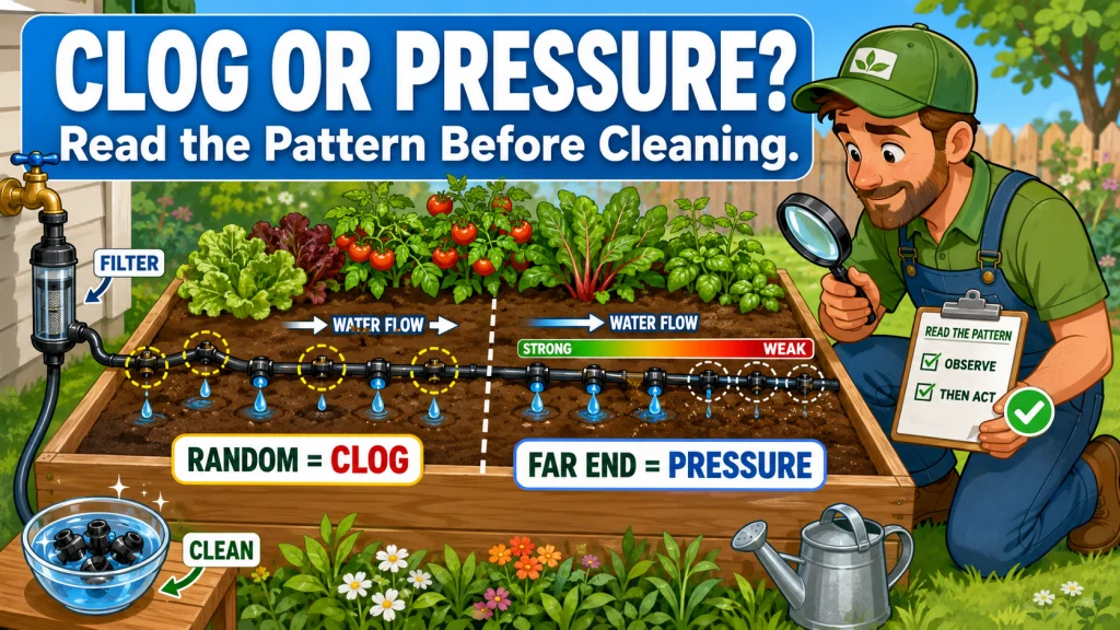 Drip Irrigation Emitter Clogged Raised Bed
