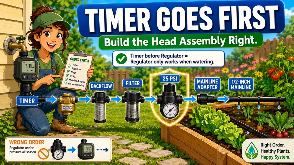 Raised Bed Drip Irrigation Head Assembly