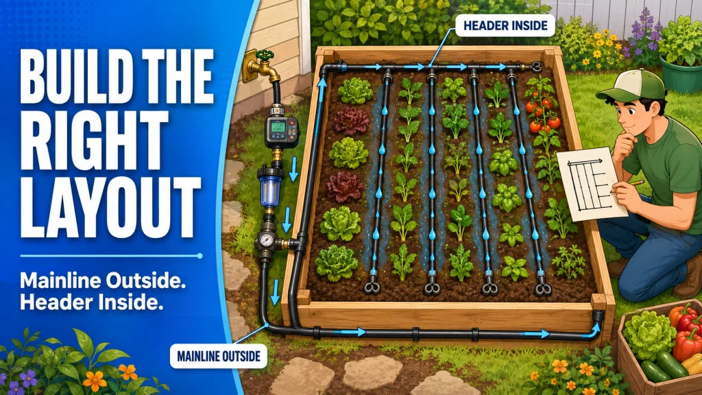Raised Bed Drip Irrigation Layout Diagram