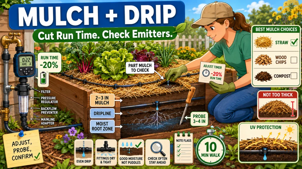 Mulch And Drip Irrigation Raised Bed