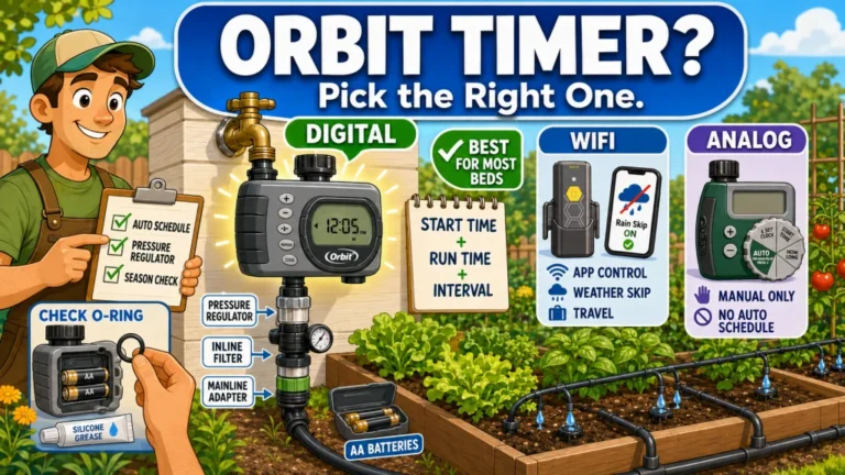 Orbit Hose Timer for Raised Bed Drip Irrigation: Which Model, What It Does Well, and One Known Failure Mode